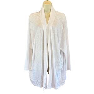 LUNYA Linen Blend Open Front Cardigan in White NWT One Size